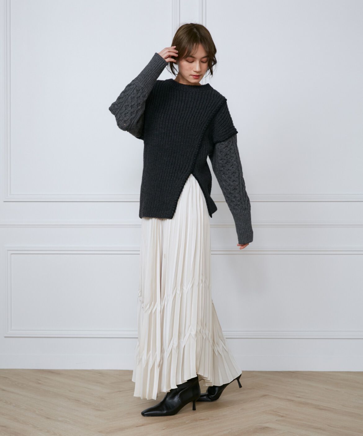 INED「カラーブロッキングケーブルニット《la veille by SUPERIOR CLOSET》」|ニット・セーター|