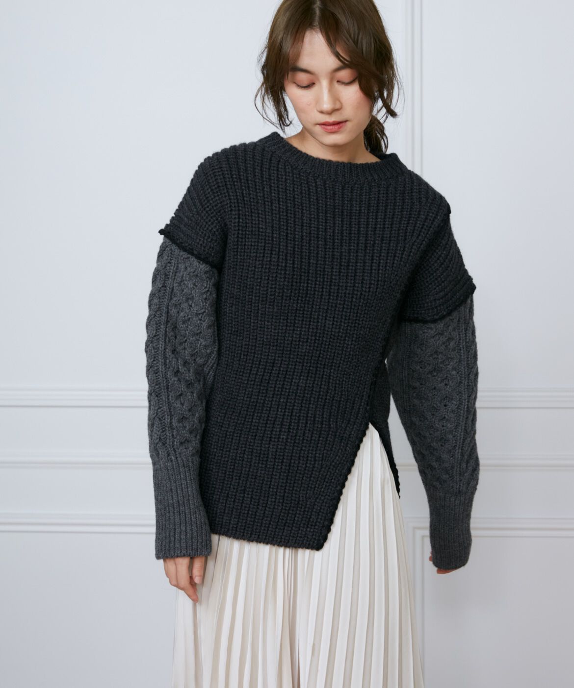 INED「カラーブロッキングケーブルニット《la veille by SUPERIOR CLOSET》」|ニット・セーター|