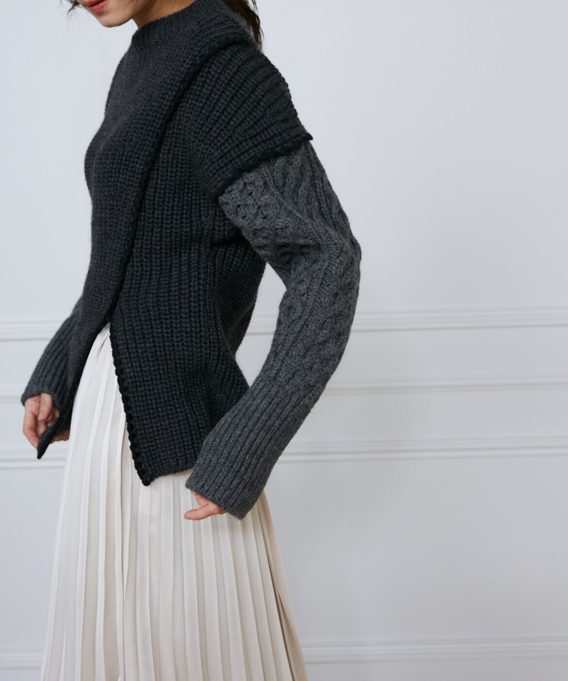 INED「カラーブロッキングケーブルニット《la veille by SUPERIOR CLOSET》」|ニット・セーター|