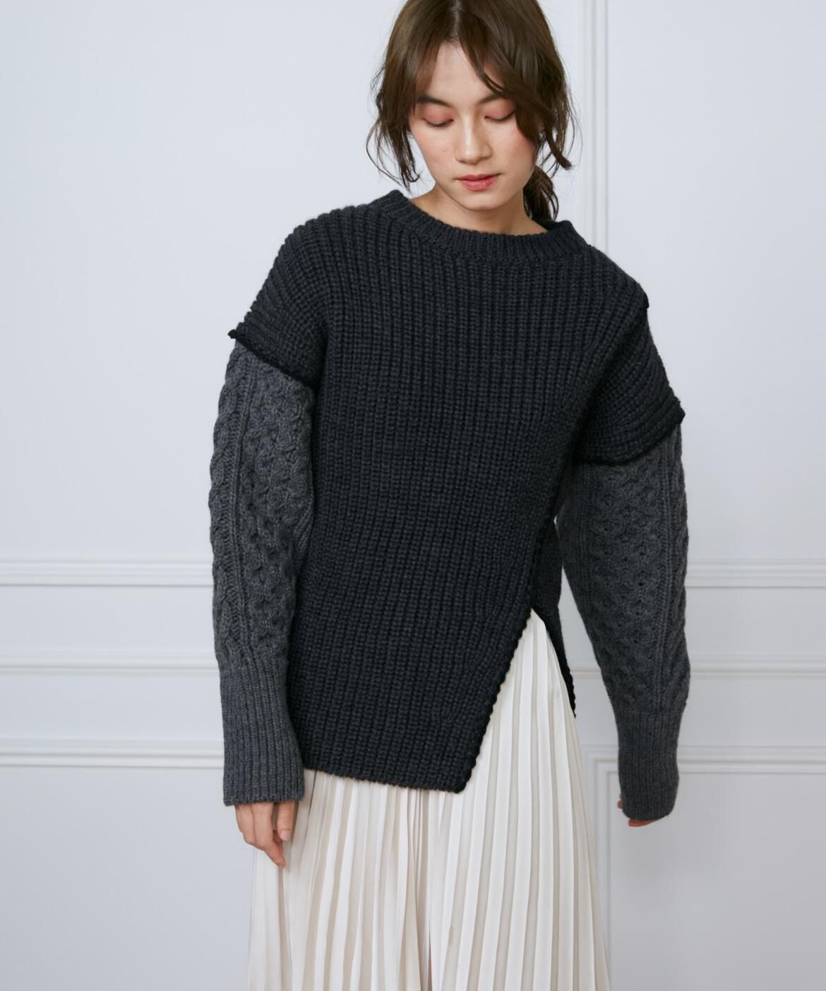 INED「カラーブロッキングケーブルニット《la veille by SUPERIOR CLOSET》」|ニット・セーター|