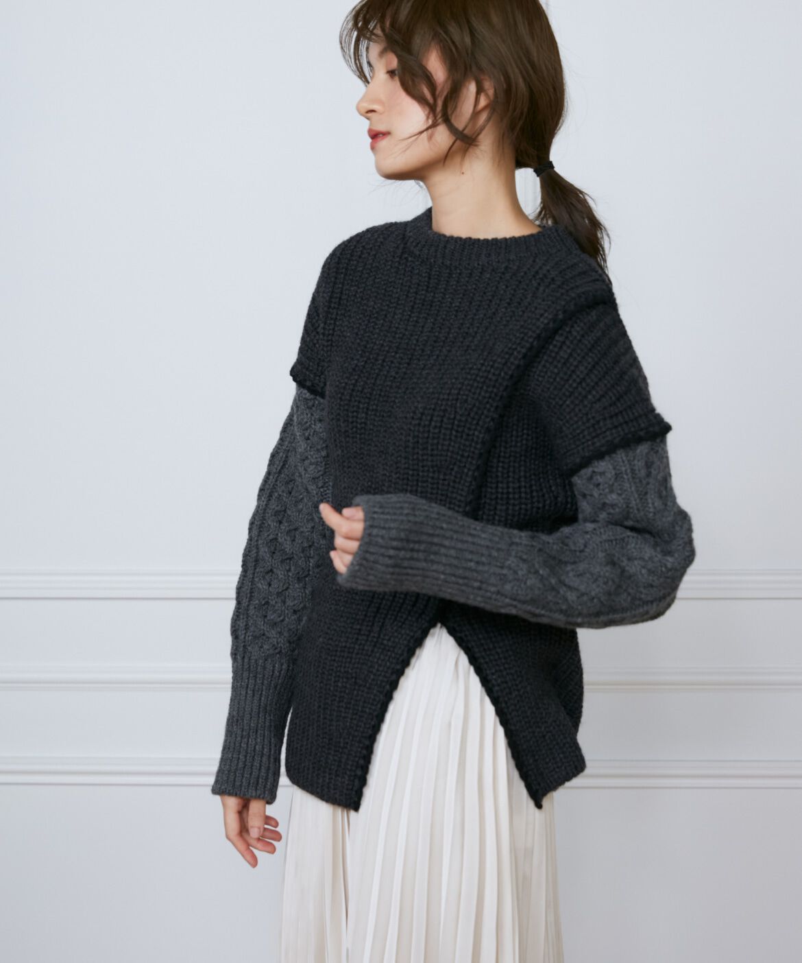 INED「カラーブロッキングケーブルニット《la veille by SUPERIOR CLOSET》」|ニット・セーター|