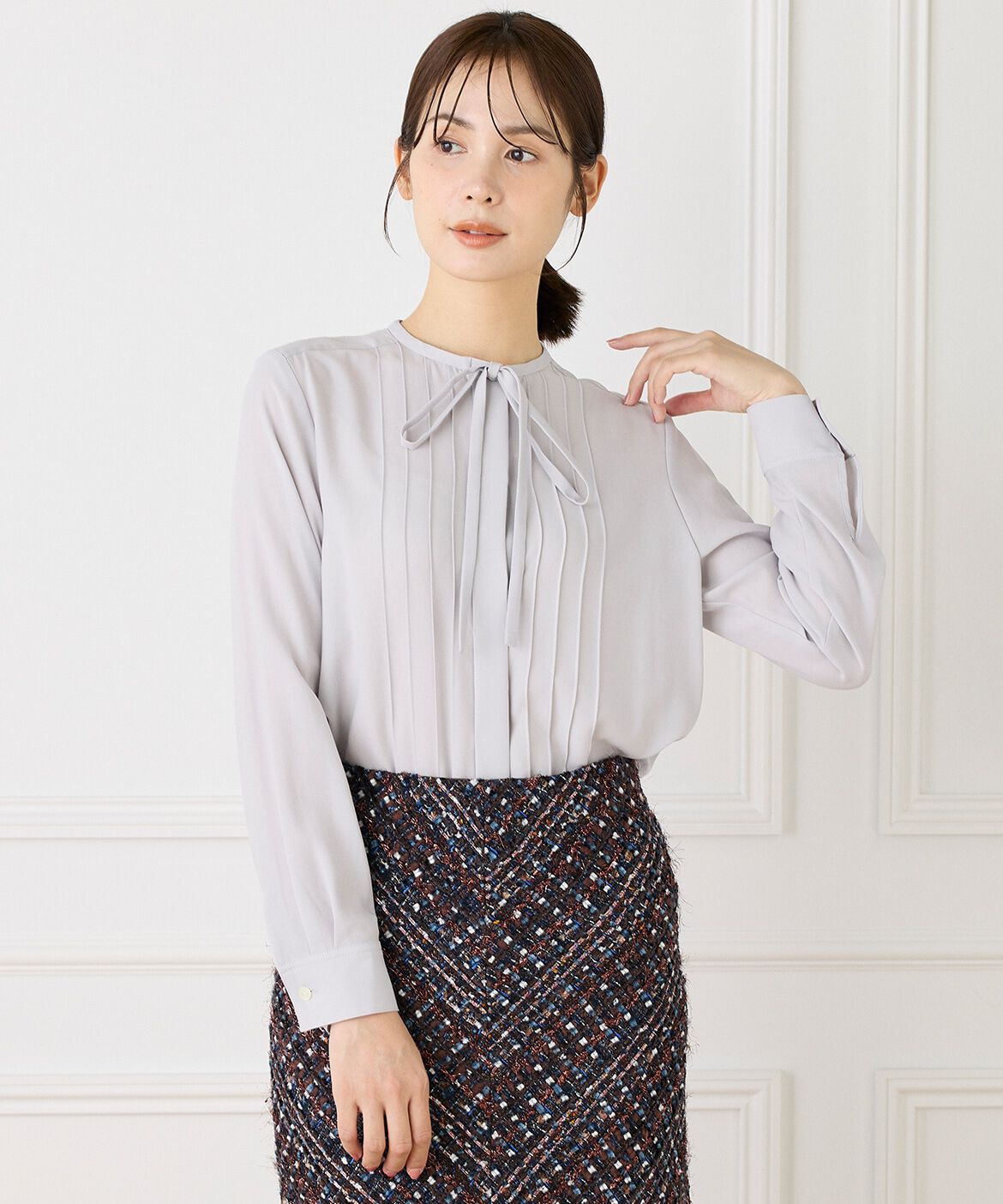 INED「ピンタックボウタイブラウス」|シャツ・ブラウス|