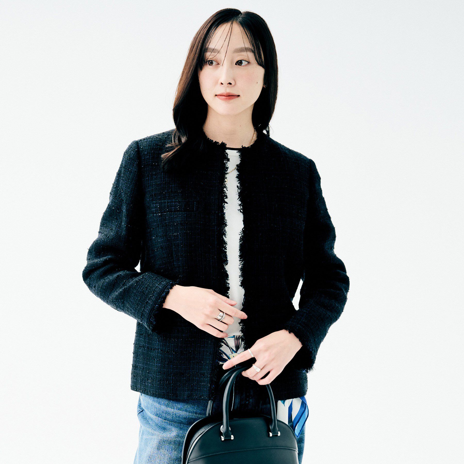 UNTITLED「【着丈長め/軽い/オンオフ使える】ファンシーツイード ジャケット」|ノーカラージャケット|