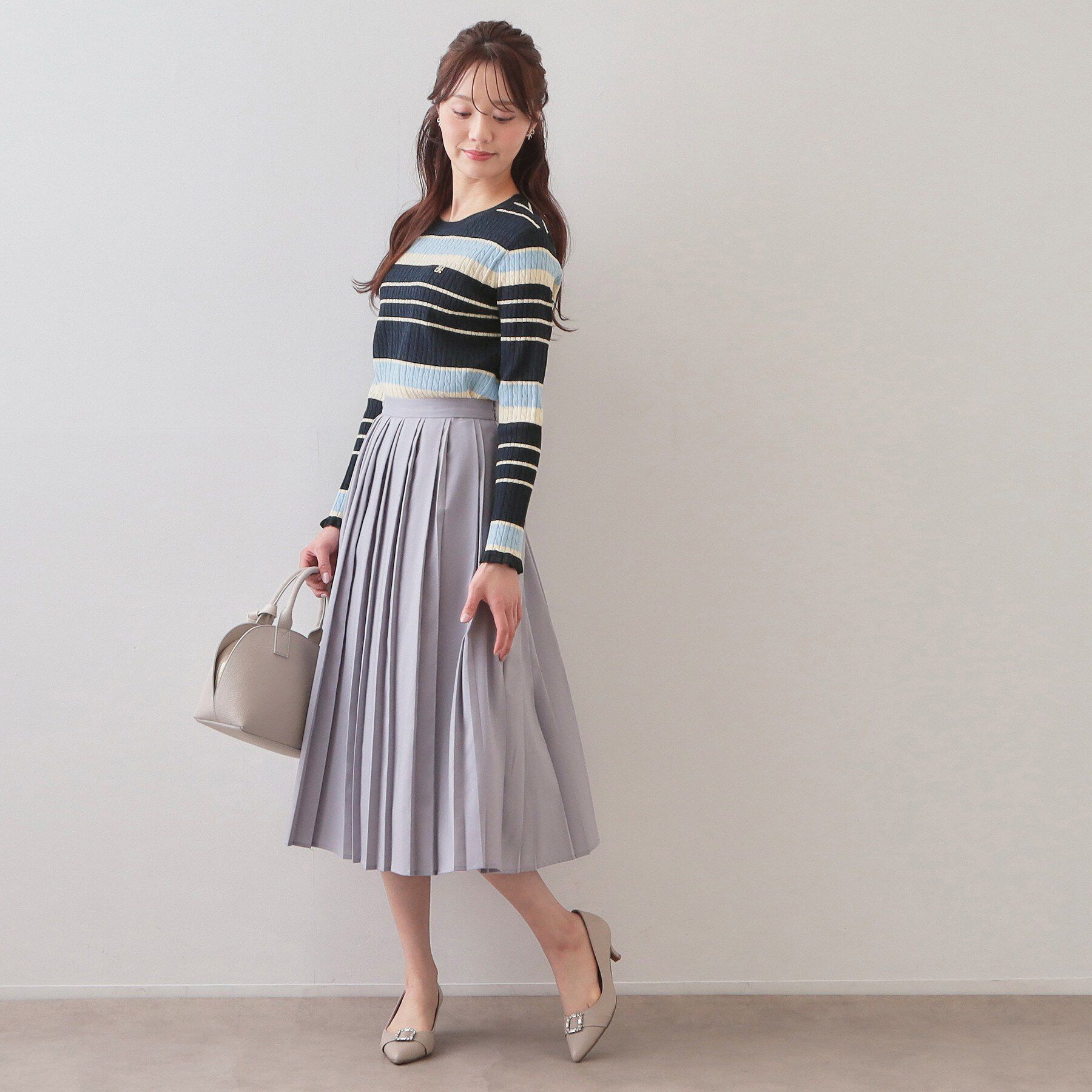 index「ランダムボーダーケーブルニット【洗濯機OK/坑ピル】」|ニット・セーター|