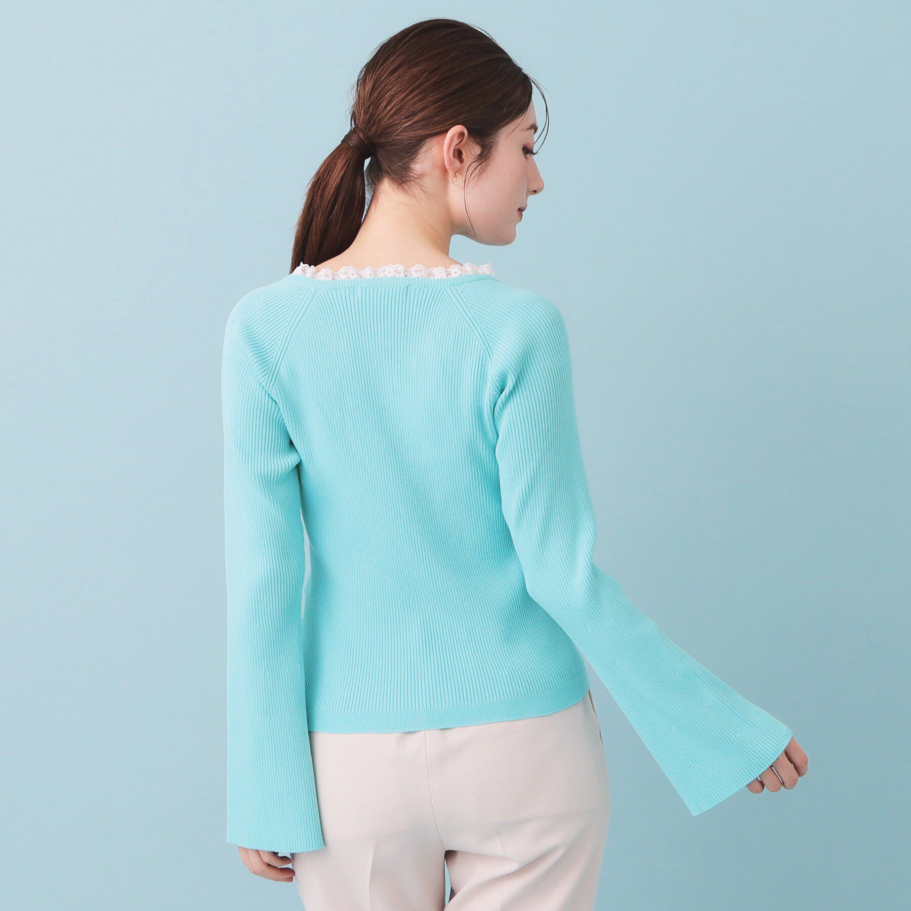 index「ヘンリーネックフレアスリーブニット【洗濯機OK】」|ニット・セーター|