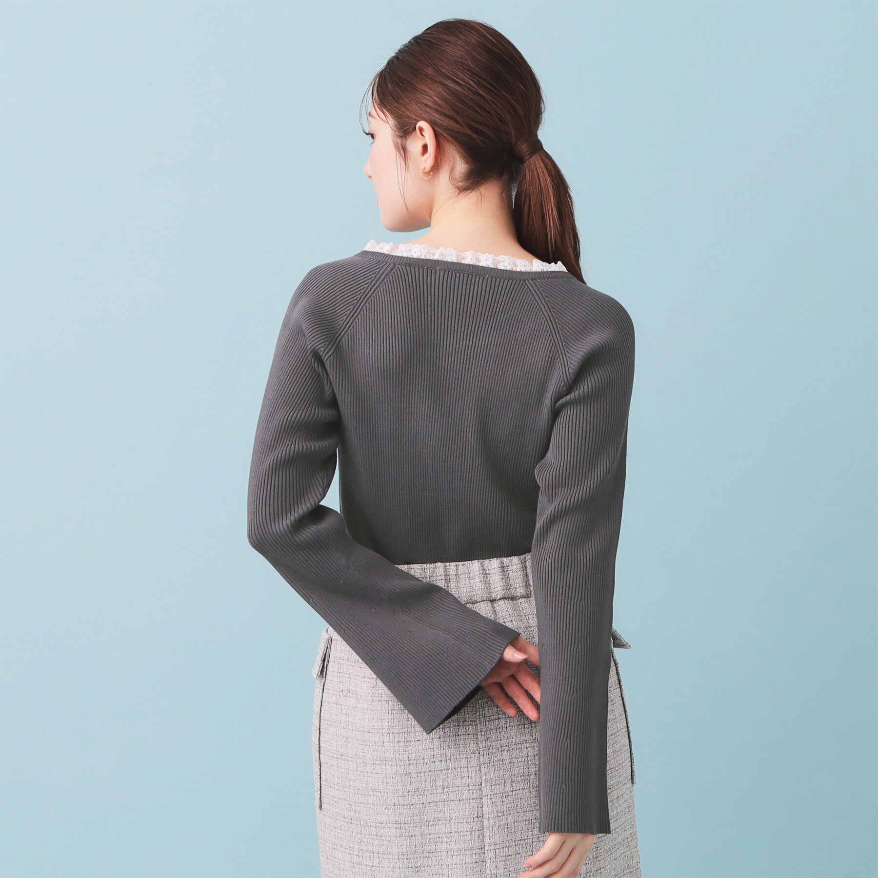 index「ヘンリーネックフレアスリーブニット【洗濯機OK】」|ニット・セーター|