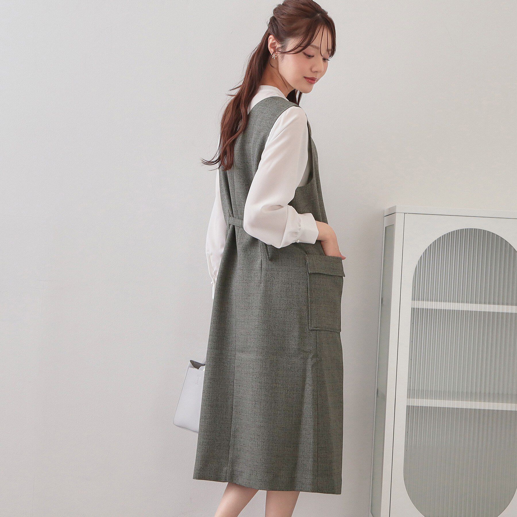 index「サマーツイード前開きジャンスカ【洗濯機OK/イージーアイロン】」|ワンピース|