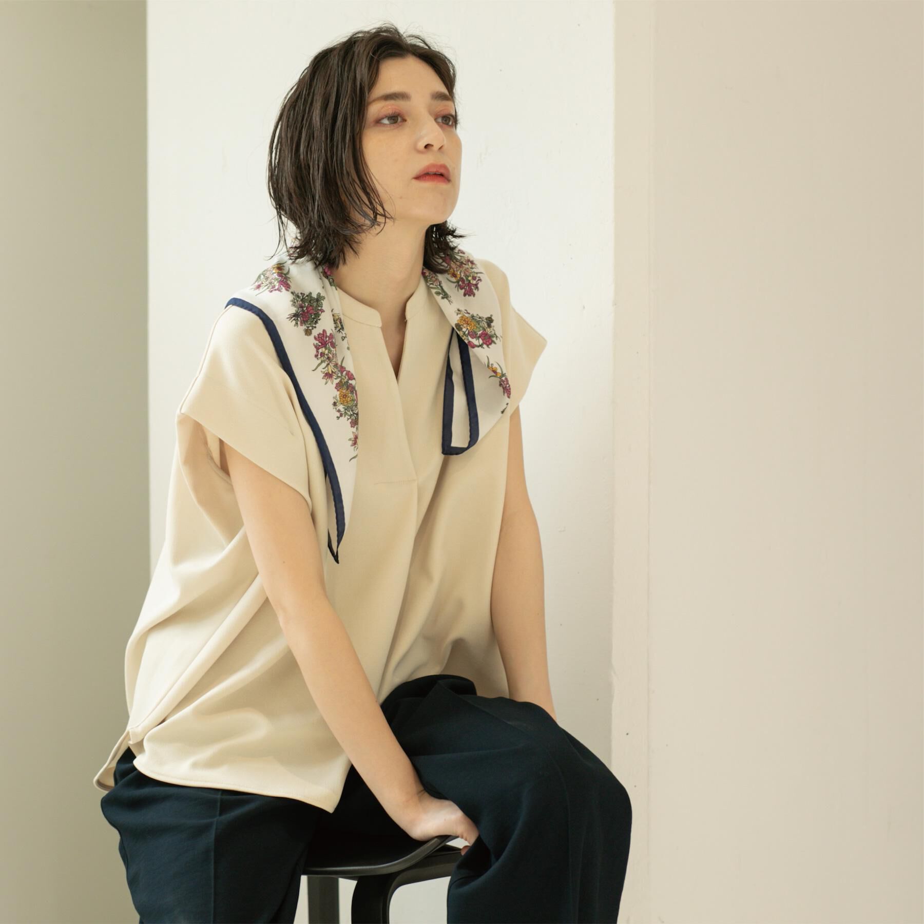 OPAQUE.CLIP「スキッパーフレンチスリーブトップス【UV/吸水速乾/洗濯機洗い可】」|Tシャツ・カットソー|