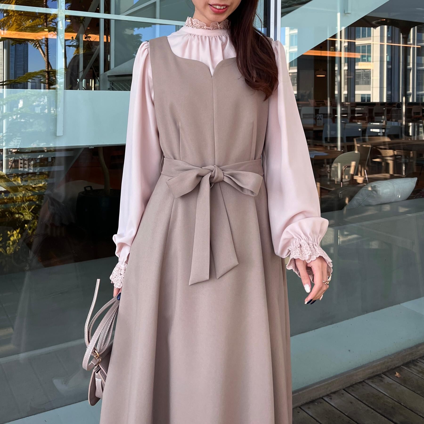 Couture broach「【洗える・ハレの日・通勤】ハートネック フレアージャンスカ」|ワンピース|