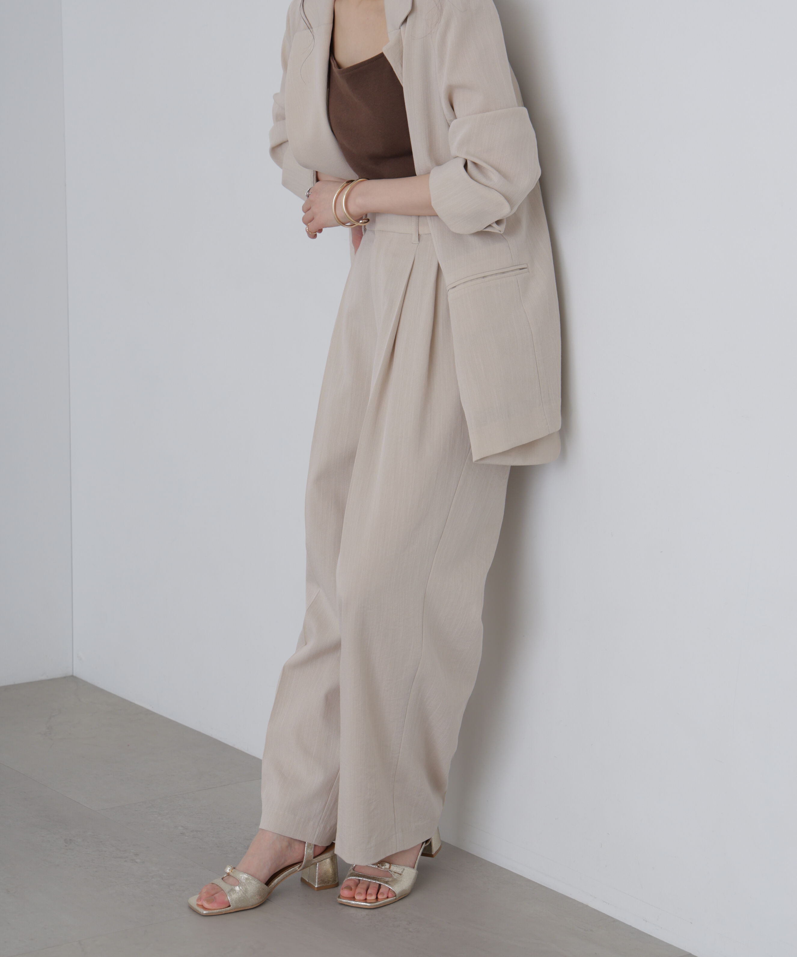  「麻調合繊タックワイドパンツ」|その他|