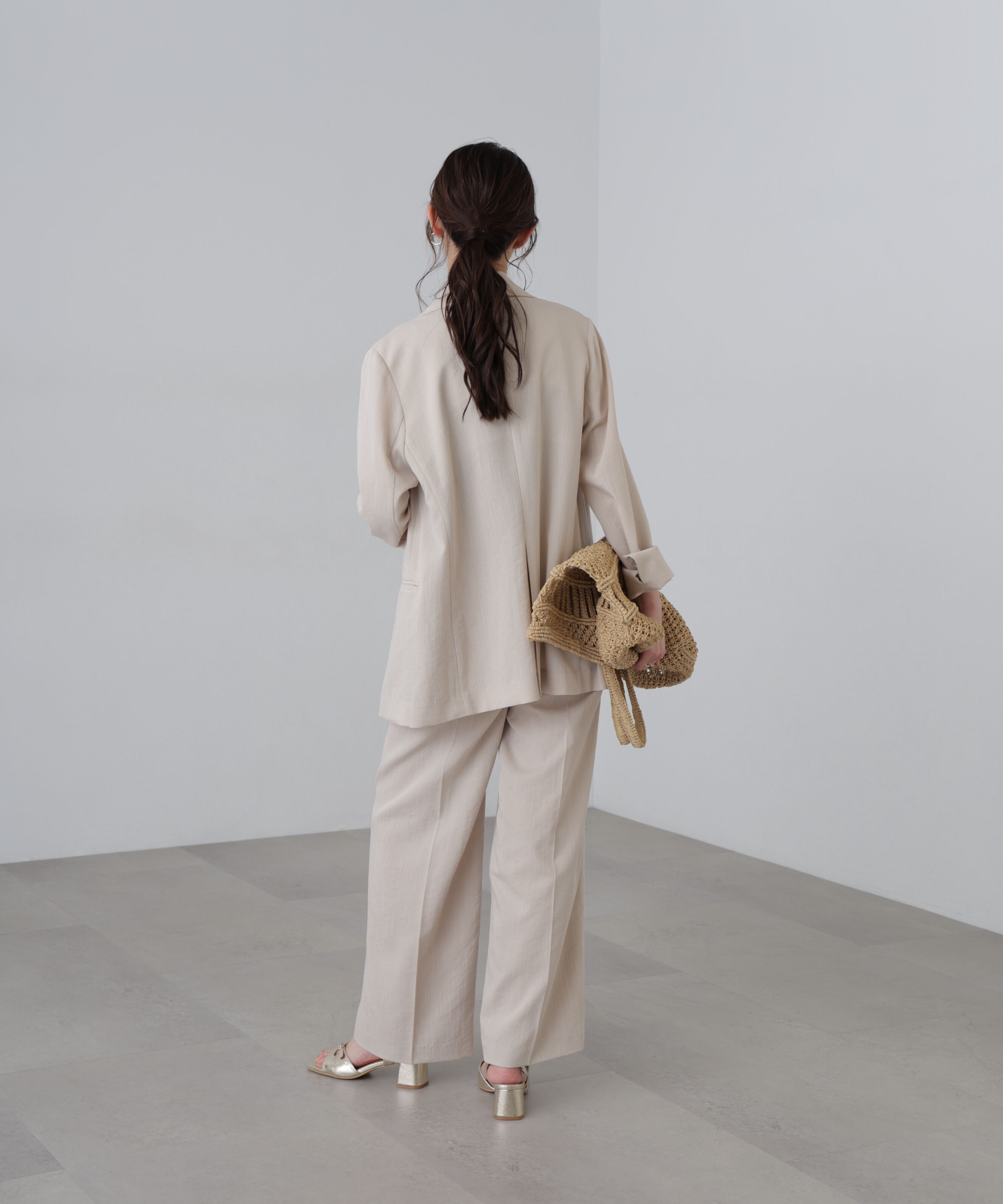  「麻調合繊タックワイドパンツ」|その他|