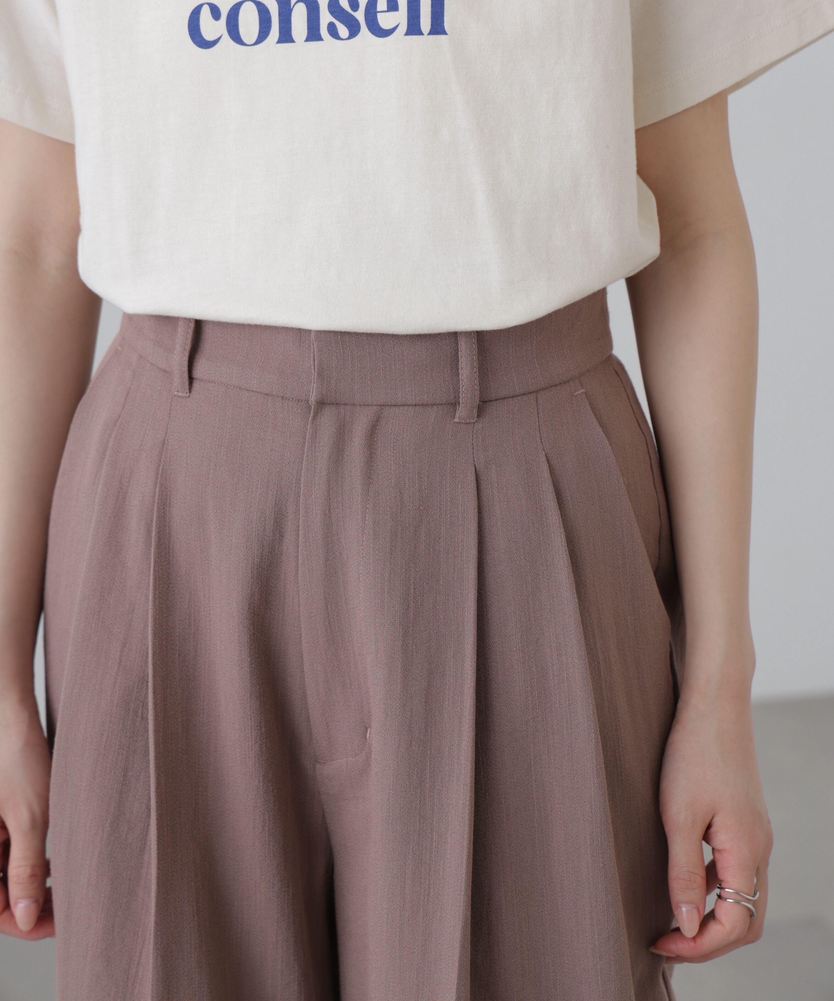  「麻調合繊タックワイドパンツ」|その他|