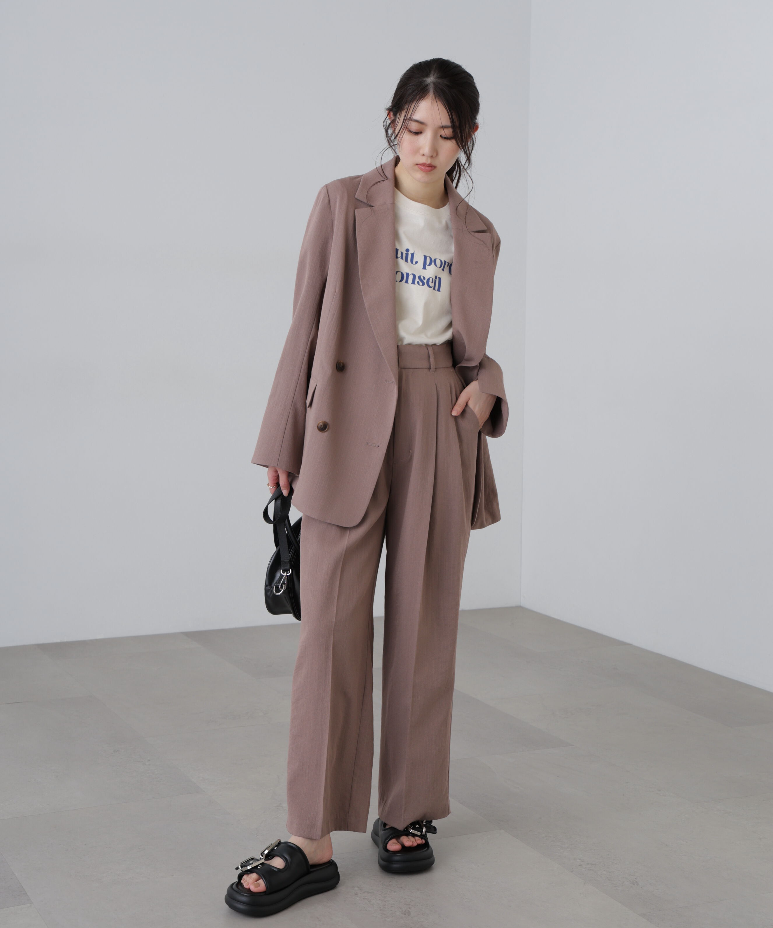  「麻調合繊タックワイドパンツ」|その他|