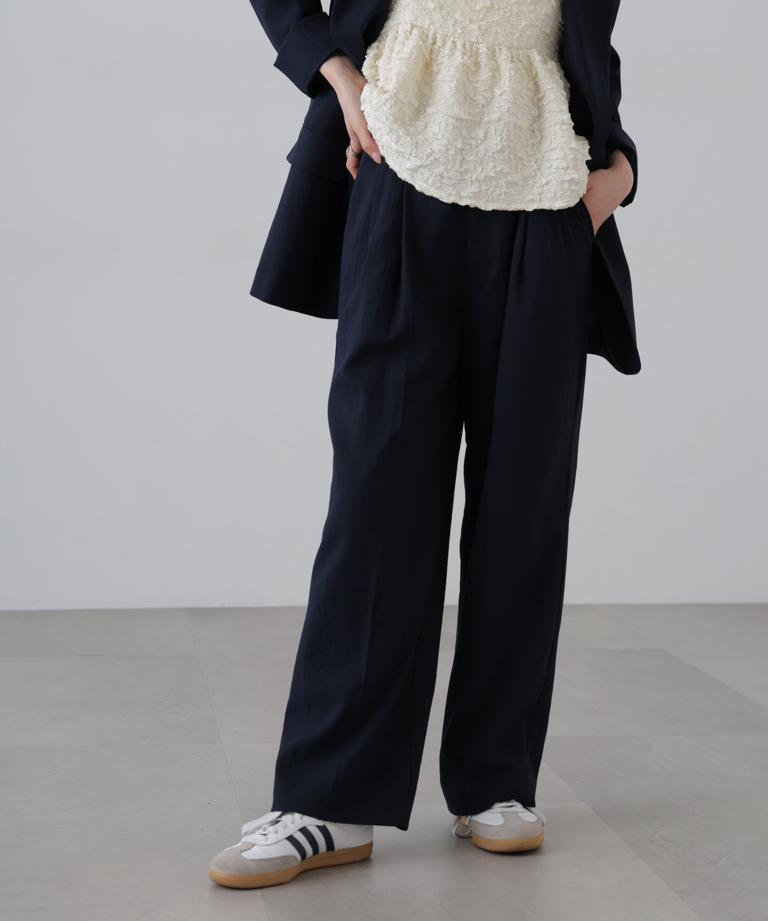  「麻調合繊タックワイドパンツ」|その他|