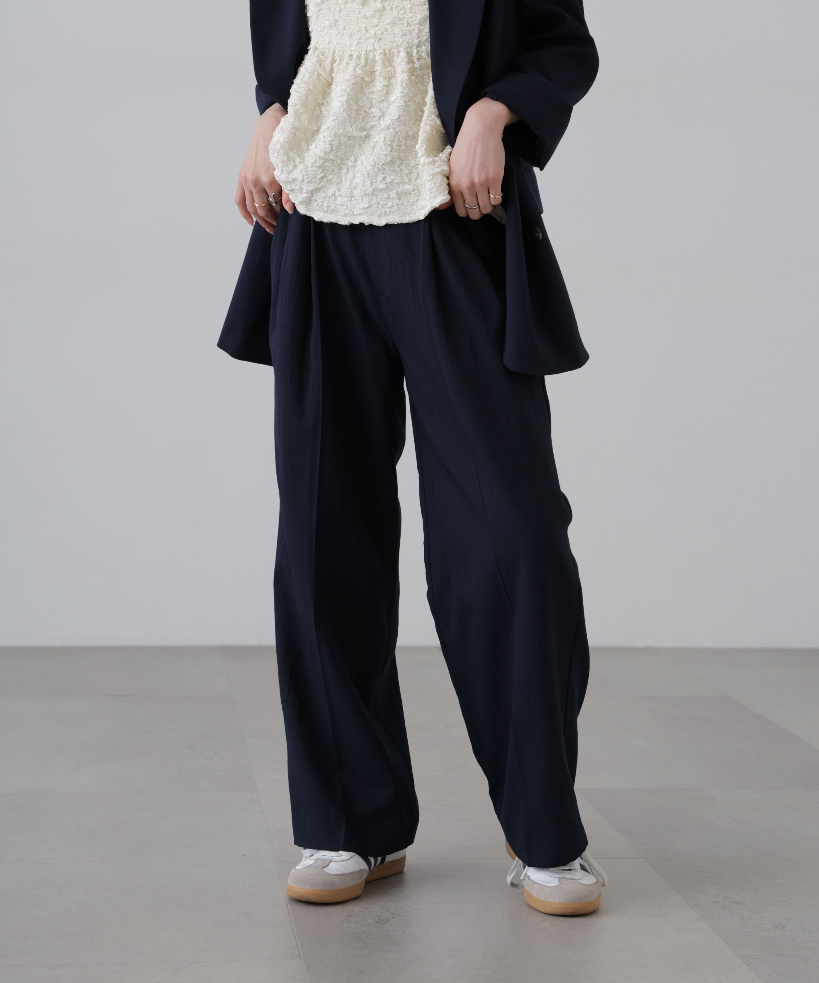  「麻調合繊タックワイドパンツ」|その他|