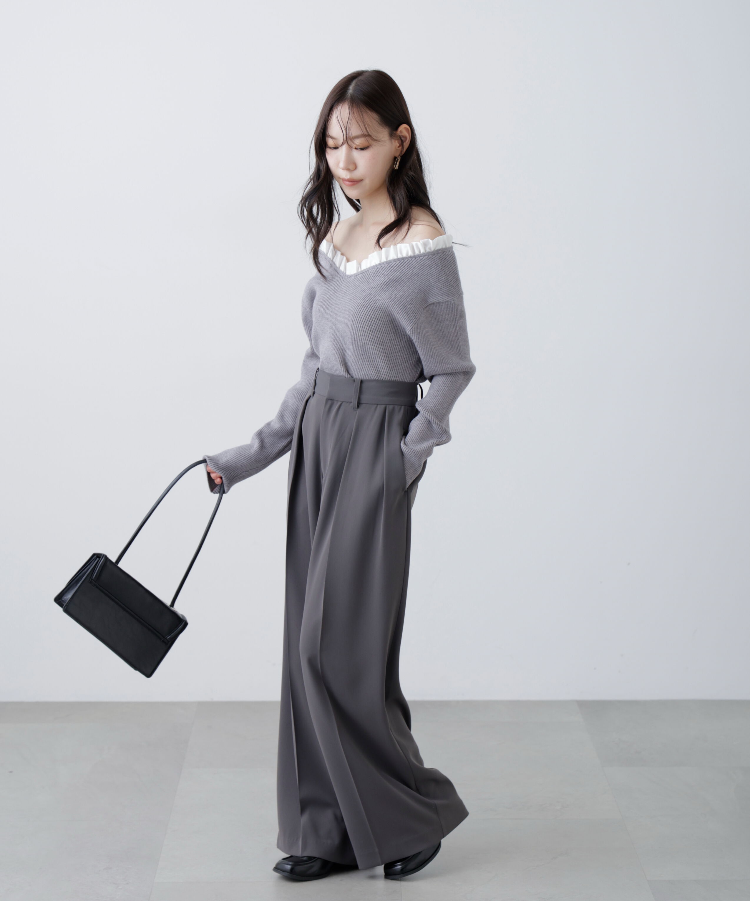  「フリルドッキングＶネックニット〈MFM〉」|ニット・セーター|