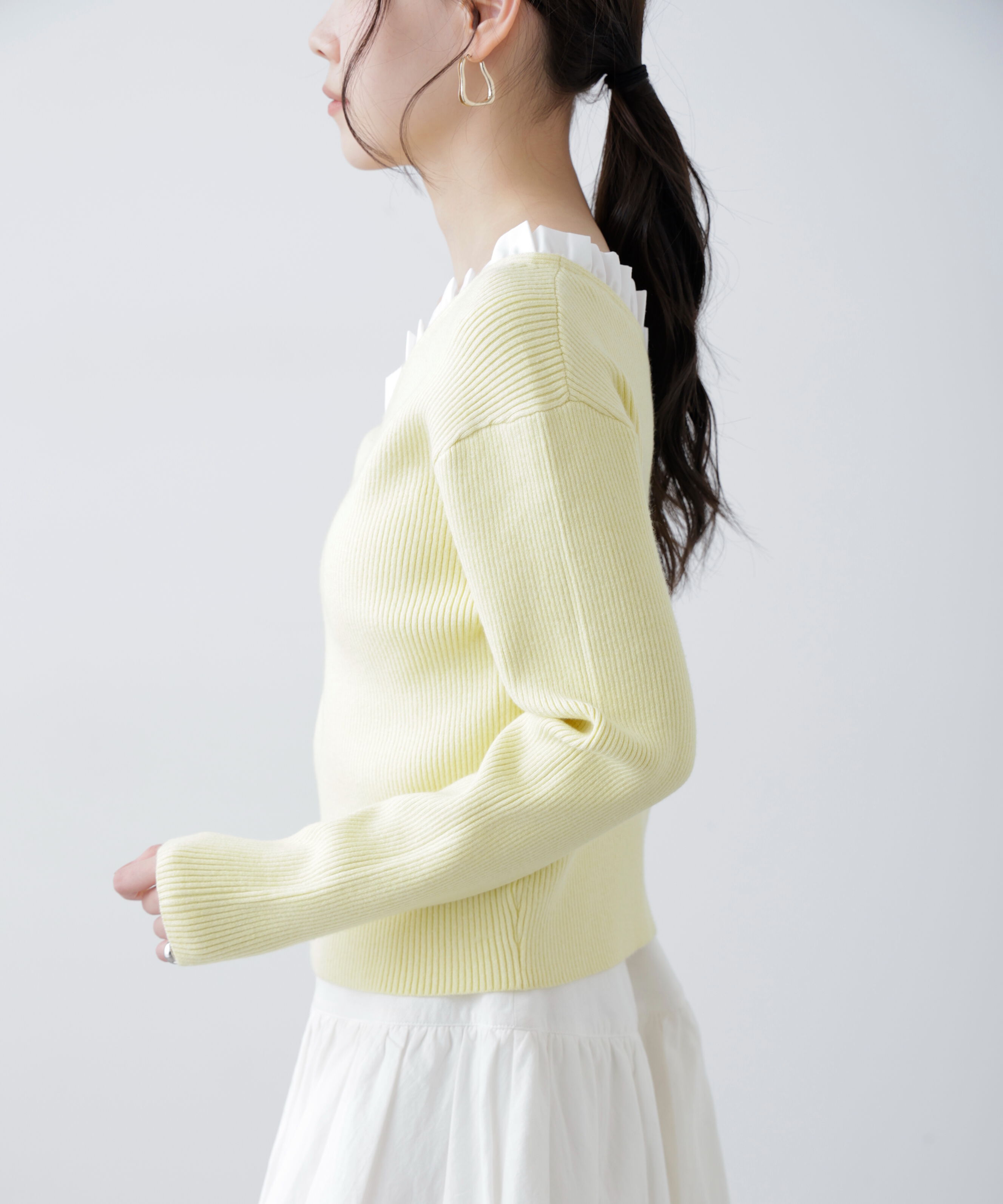  「フリルドッキングＶネックニット〈MFM〉」|ニット・セーター|