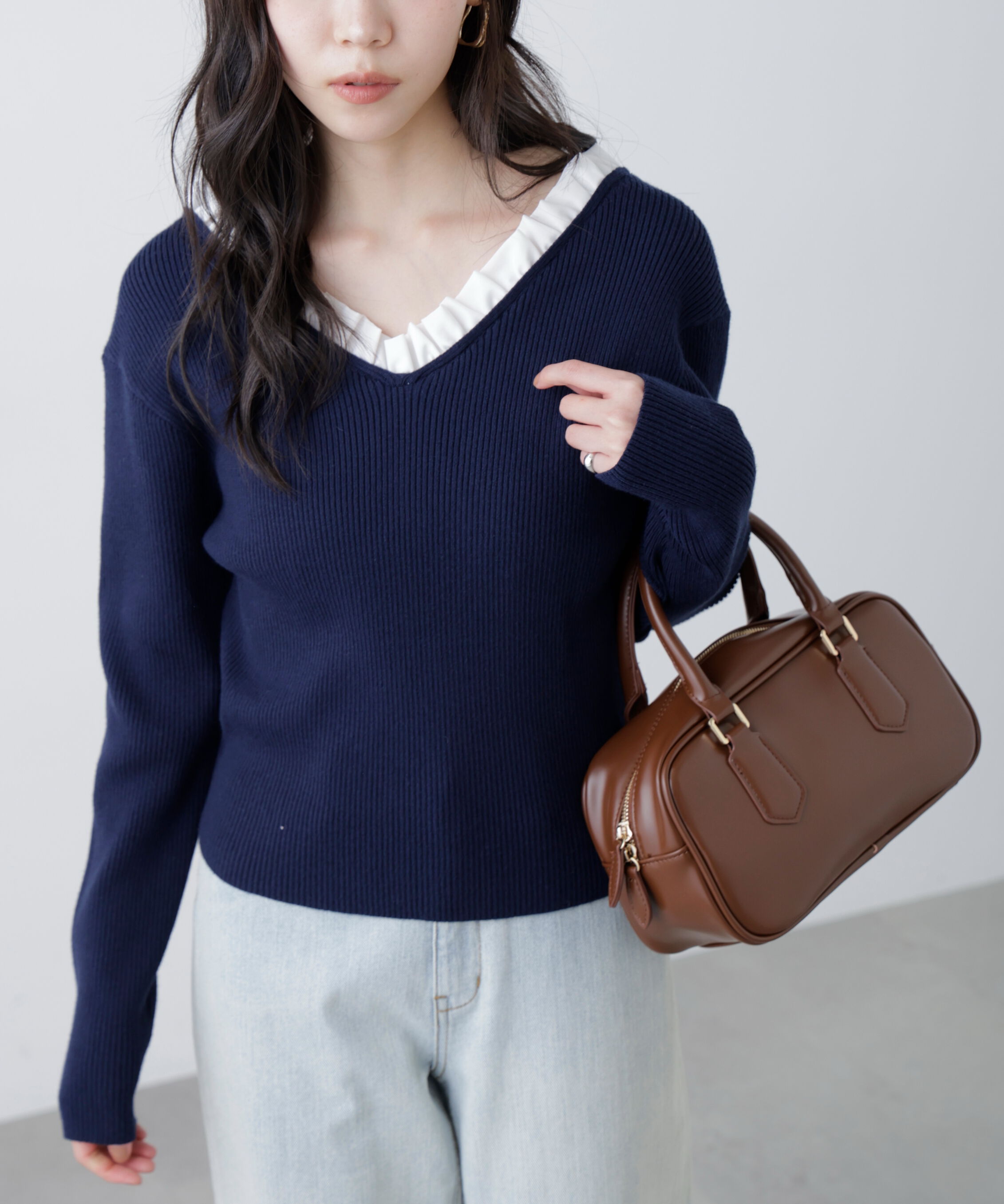  「フリルドッキングＶネックニット〈MFM〉」|ニット・セーター|