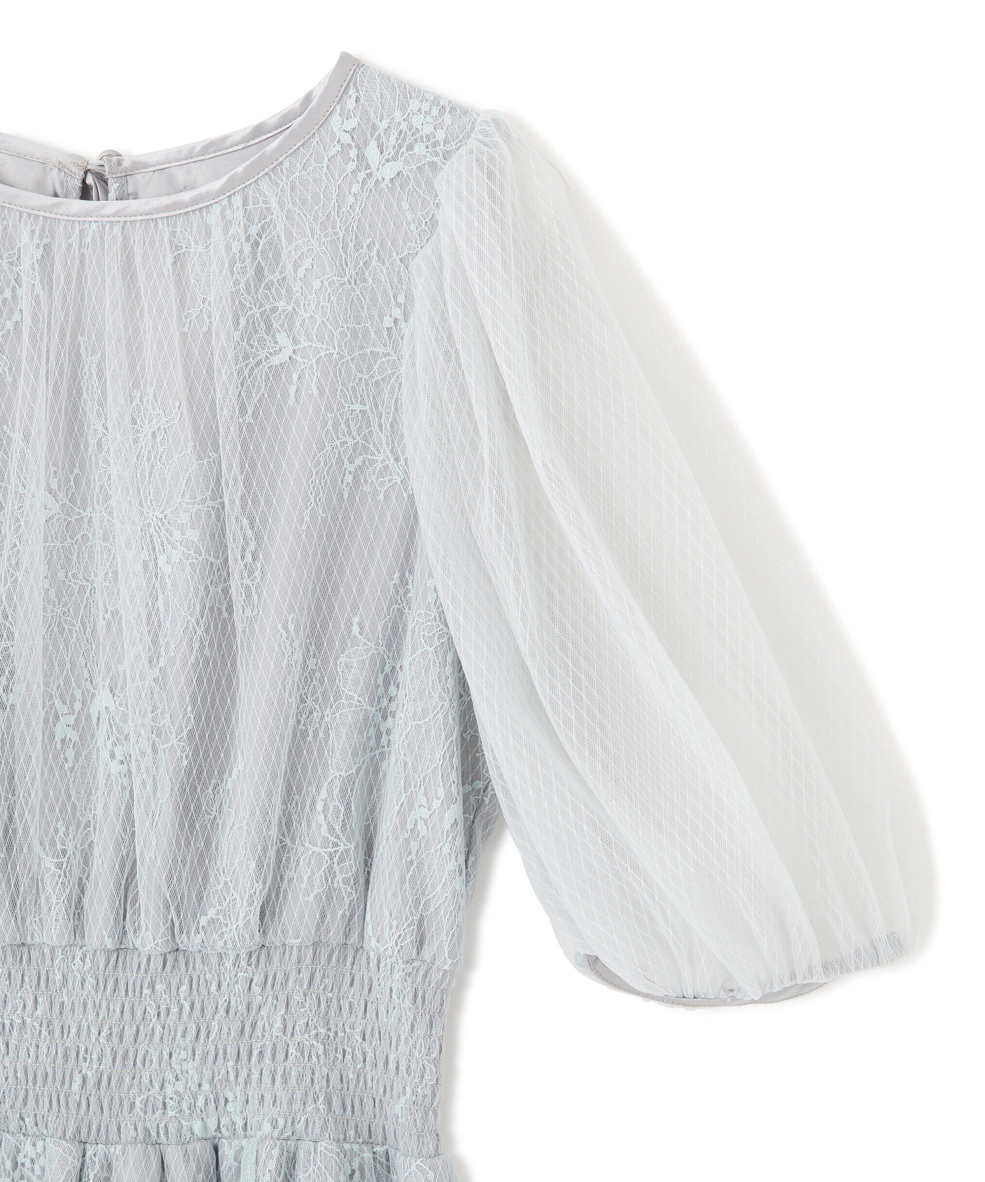  「チュール&times;レースレイヤードドレス」|ワンピース|