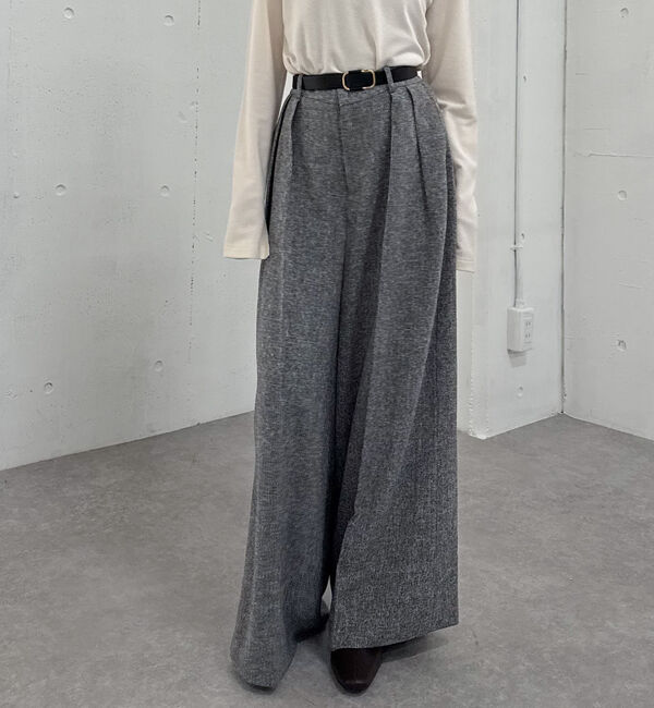 archives「ベルト付ウールタックワイドスラックス」|チノ|
