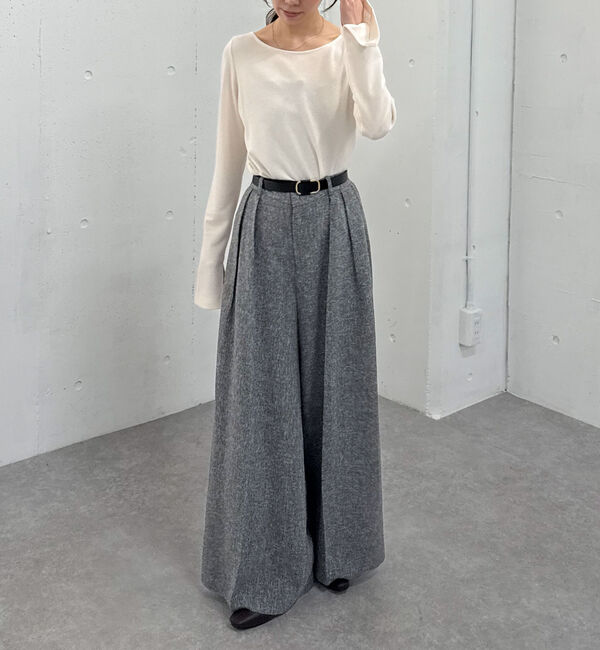 archives「ベルト付ウールタックワイドスラックス」|チノ|