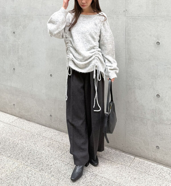 archives「ベルト付ウールタックワイドスラックス」|チノ|