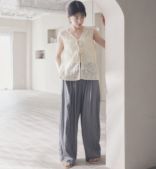 Doux archives「ワイドウエストギャザーパンツ」|チノ|