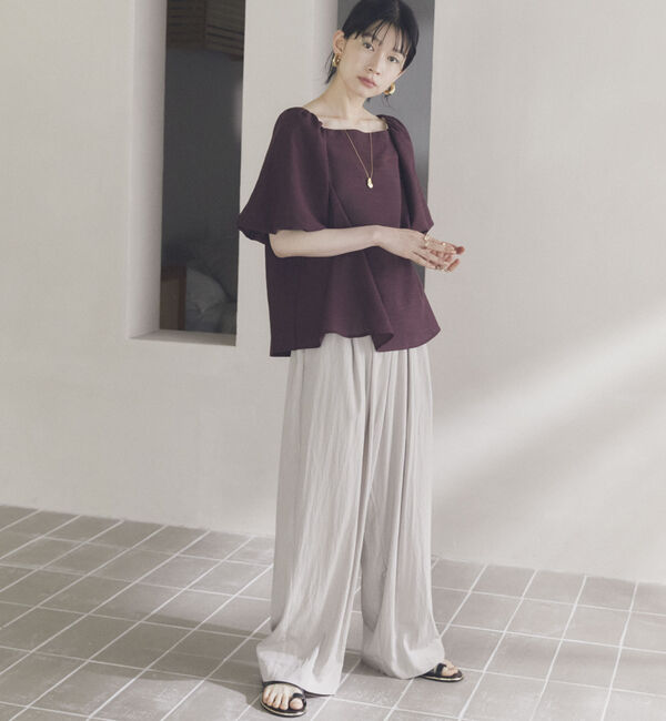 Doux archives「ワイドウエストギャザーパンツ」|チノ|