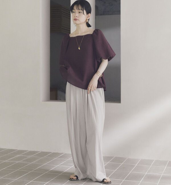 Doux archives「ワイドウエストギャザーパンツ」|チノ|