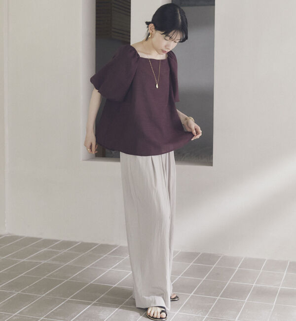 Doux archives「ワイドウエストギャザーパンツ」|チノ|