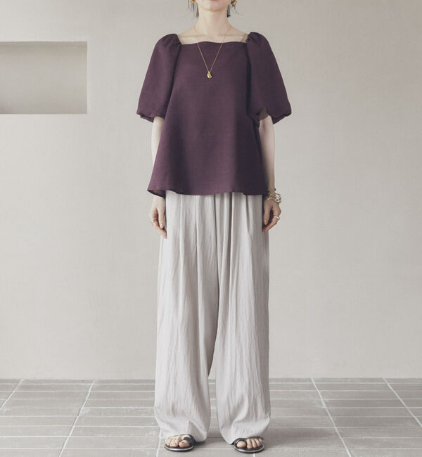 Doux archives「ワイドウエストギャザーパンツ」|チノ|