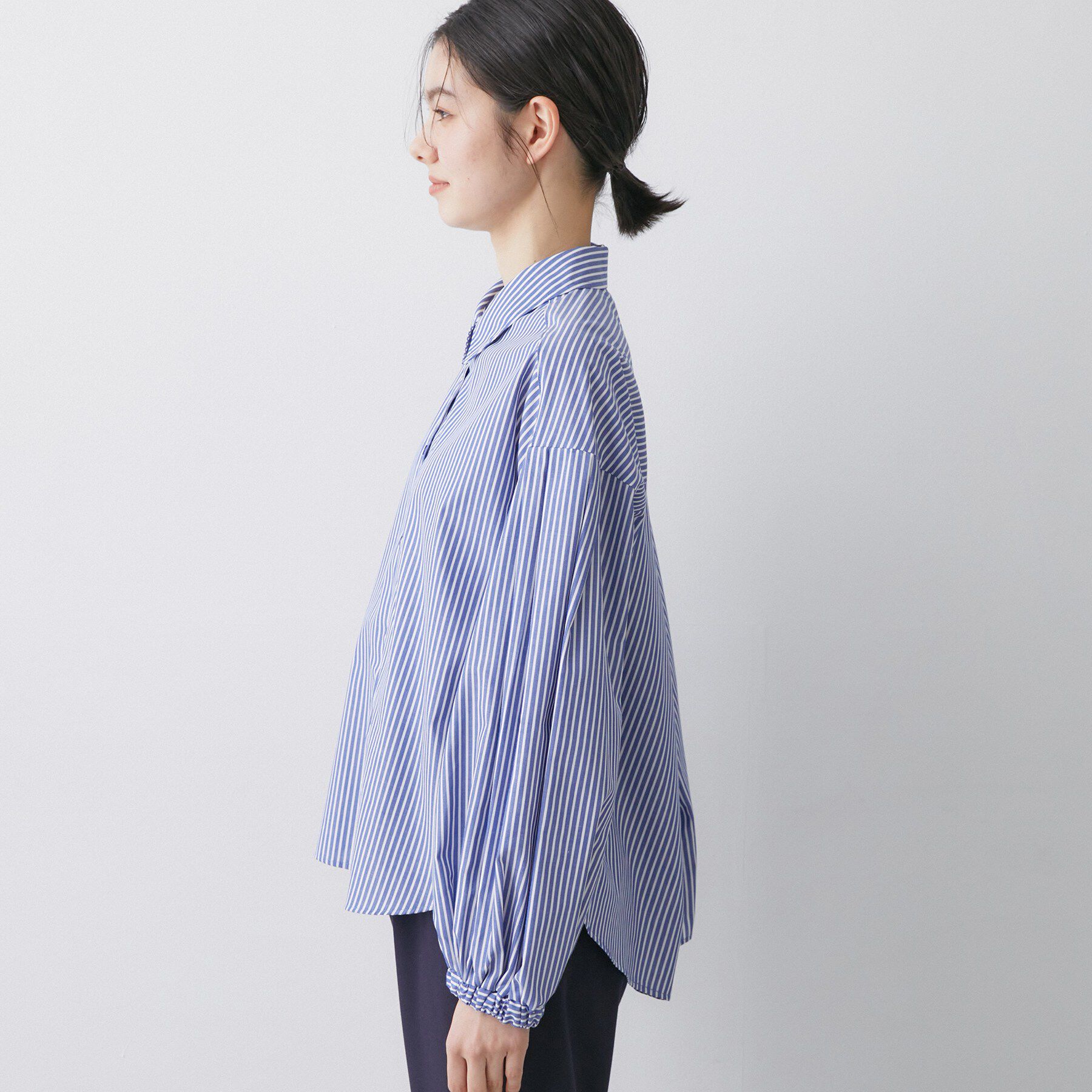 Dessin「【洗える】バルーンスリーブバンドカラーシャツ」|シャツ・ブラウス|