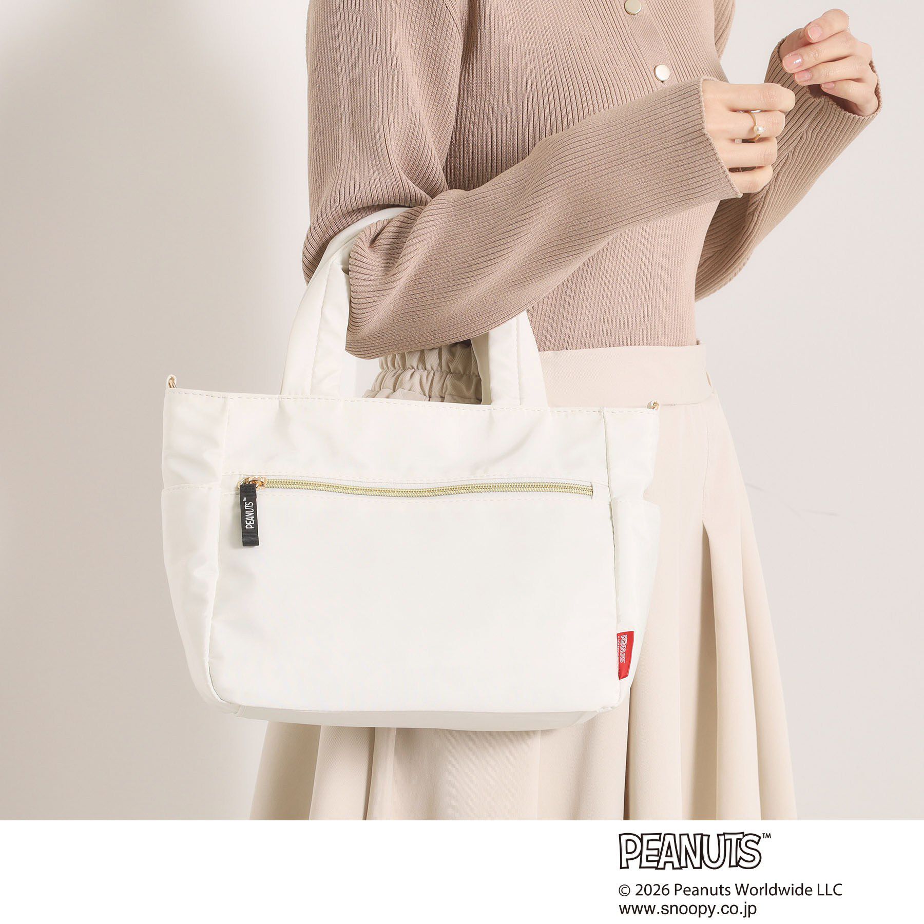 ITS&rsquo;DEMO「＜PEANUTS＞裏地総柄2WAYトート」|トートバッグ|アイボリー(004)