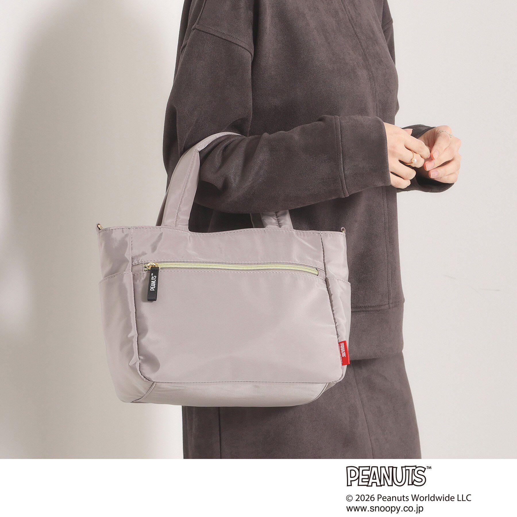 ITS&rsquo;DEMO「＜PEANUTS＞裏地総柄2WAYトート」|トートバッグ|グレー(012)