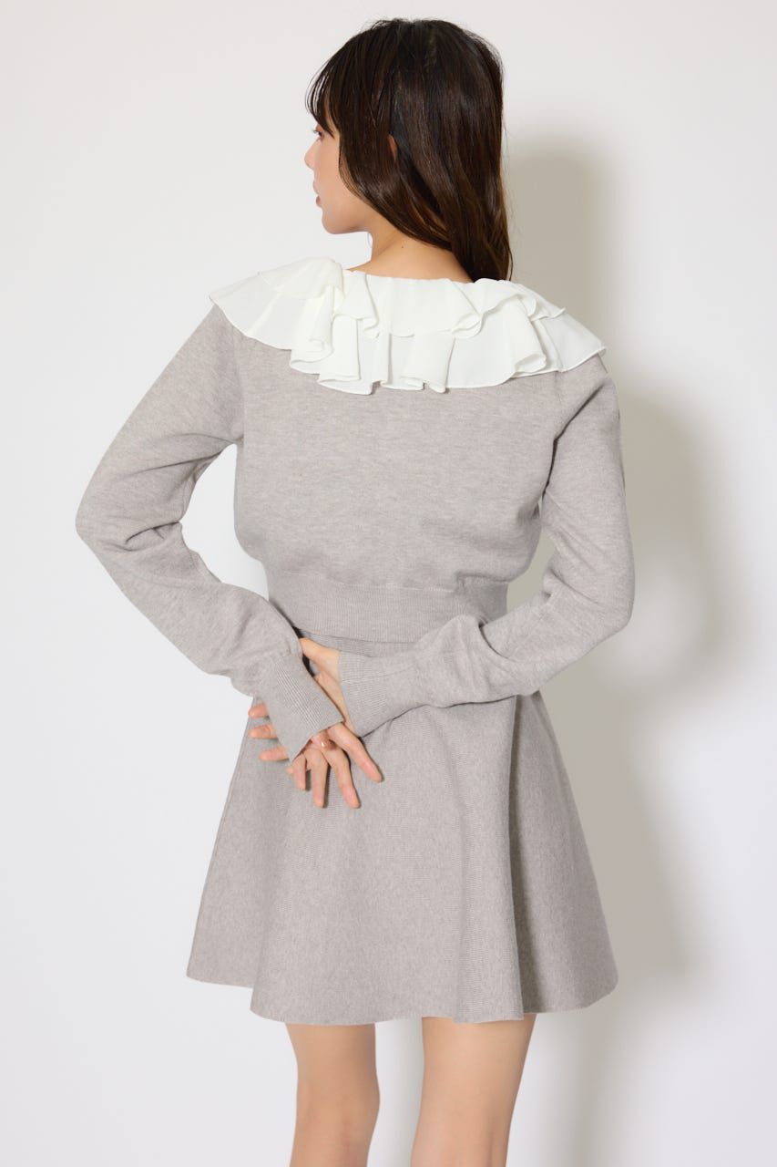 rienda「フリルカラーニットカーディガンセットワンピース」|ワンピース|