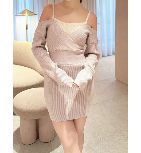 RESEXXY「レイヤードニットワンピース」|ワンピース|ベージュ