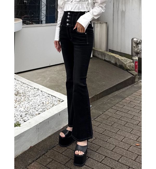 EMODA「スーパーハイウエストフレアパギンス」|デニム|