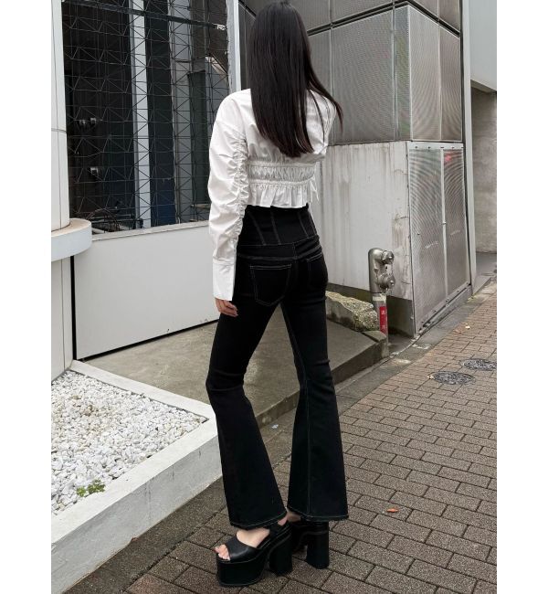 EMODA「スーパーハイウエストフレアパギンス」|デニム|
