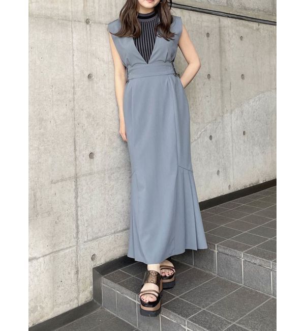 MURUA「サイドタックジャンパースカート」|ジャンパースカート|ブルー