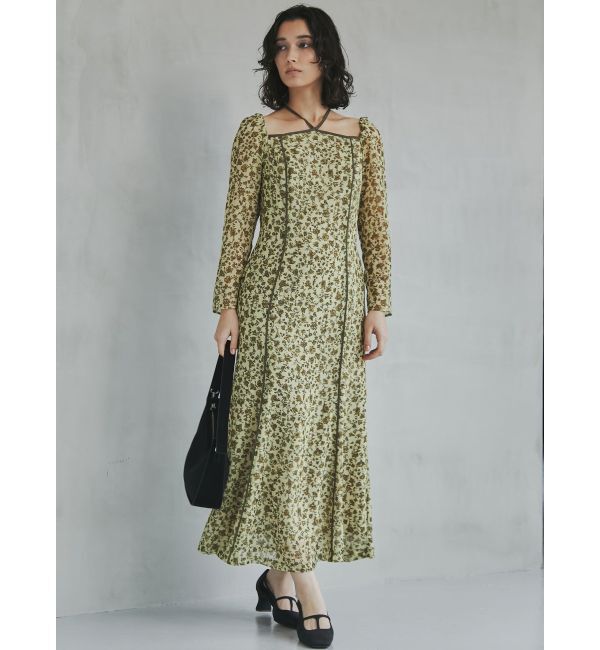 LAGUNAMOON「フェザーフラワーパターンワンピース」|ワンピース|