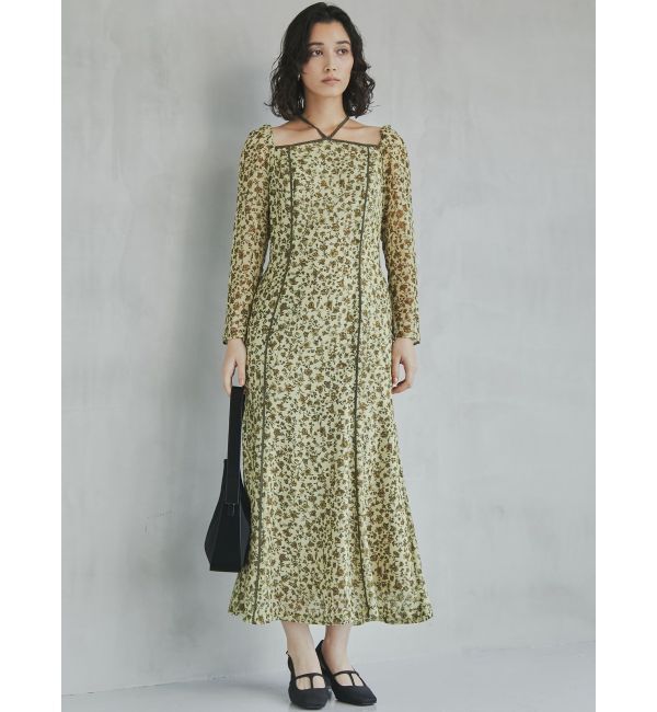 LAGUNAMOON「フェザーフラワーパターンワンピース」|ワンピース|