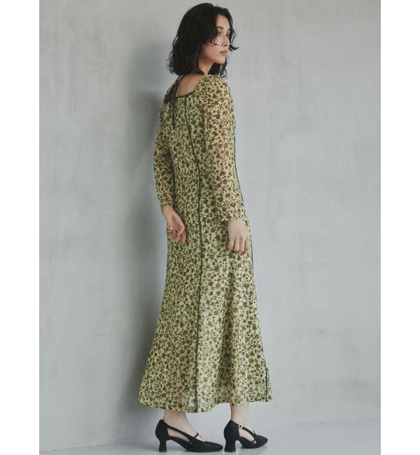 LAGUNAMOON「フェザーフラワーパターンワンピース」|ワンピース|