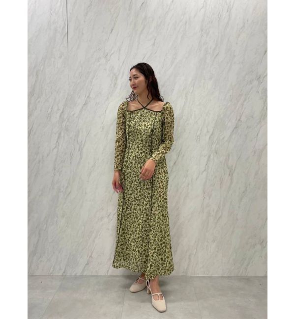 LAGUNAMOON「フェザーフラワーパターンワンピース」|ワンピース|