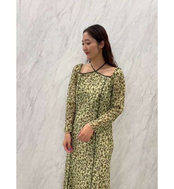 LAGUNAMOON「フェザーフラワーパターンワンピース」|ワンピース|