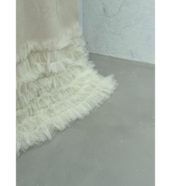 LAGUNAMOON「LADYリブニットチュールドレス」|ワンピース|