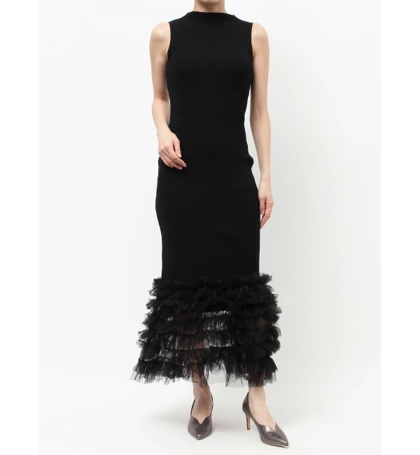 LAGUNAMOON「LADYリブニットチュールドレス」|ワンピース|