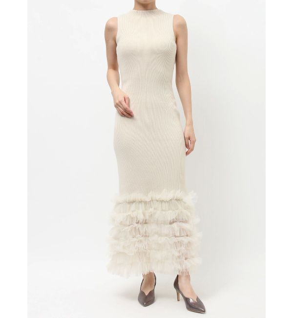 LAGUNAMOON「LADYリブニットチュールドレス」|ワンピース|