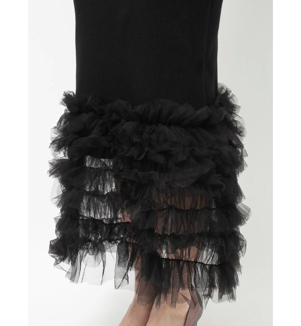 LAGUNAMOON「LADYリブニットチュールドレス」|ワンピース|