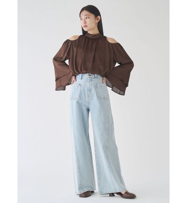 LAGUNAMOON「パッチポケットセミワイドデニムパンツ」|デニム|