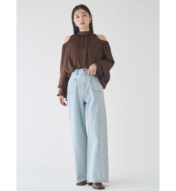 LAGUNAMOON「パッチポケットセミワイドデニムパンツ」|デニム|